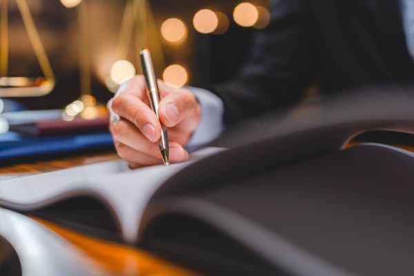 Hand writing in law document